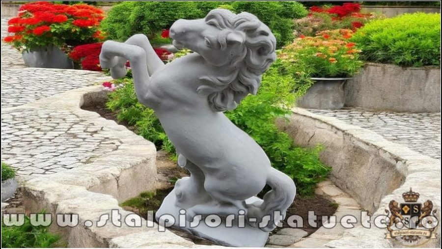 Statuetă căluț mediu, alb marmorat, model S37. (4)