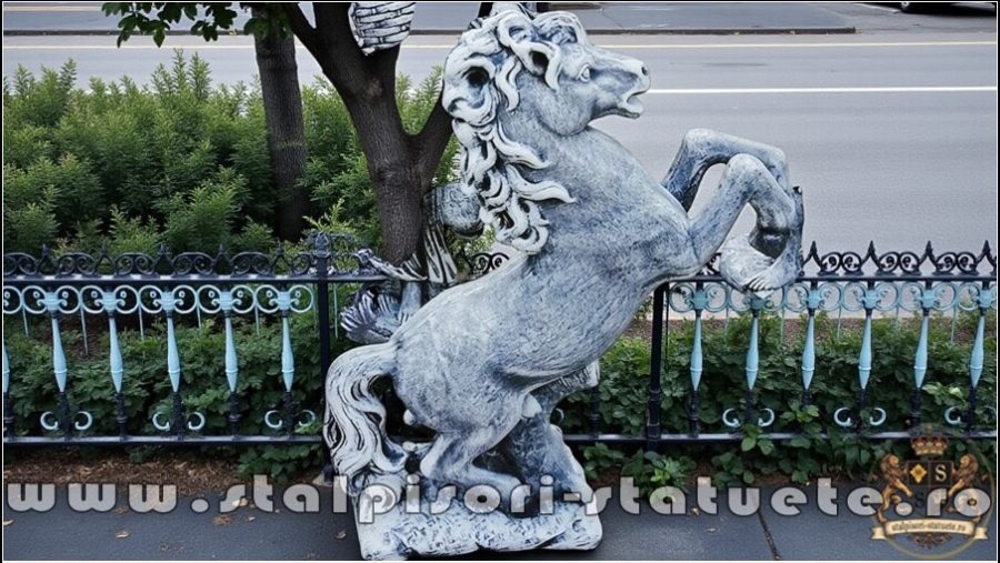 Statuetă căluț mediu, gri patinat, model S37 mediu. (1)