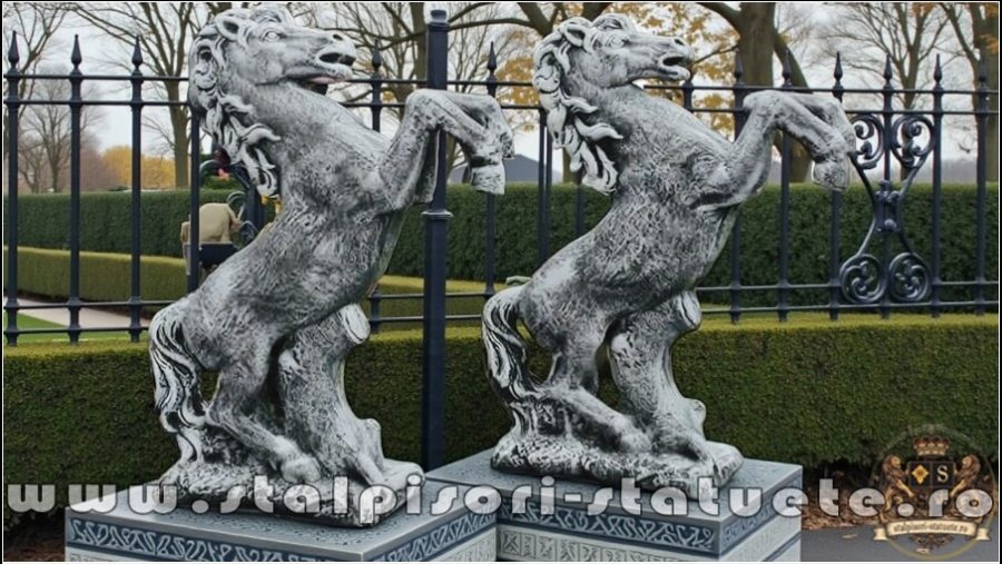 Statuetă căluț mediu, gri patinat, model S37 mediu. (4)