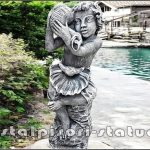 Statuetă copil cu două scoici, gri patinat, model S77.