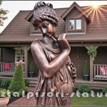 Statuetă domnița cu coroniță, arămiu patinat, model S44.