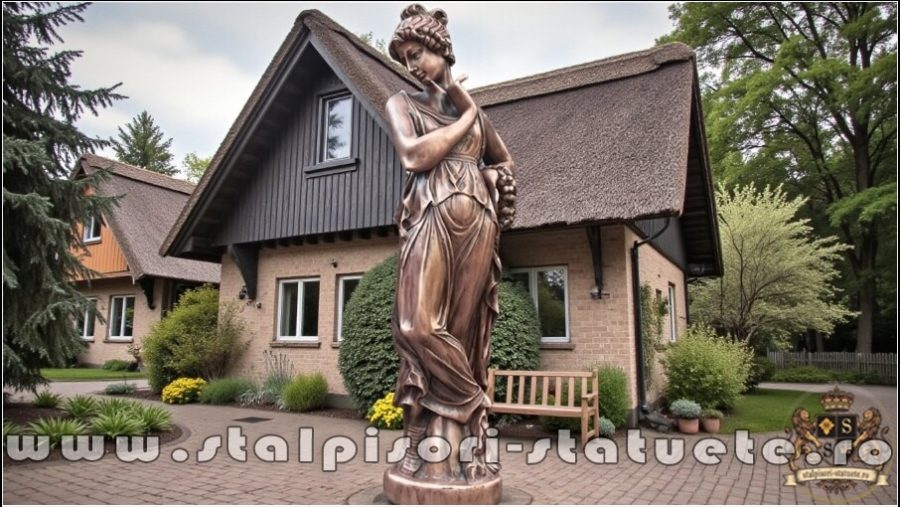 Statuetă domnița cu coroniță, arămiu patinat, model S44. (2)