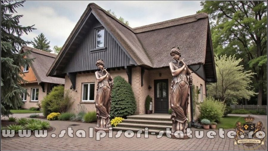 Statuetă domnița cu coroniță, arămiu patinat, model S44. (5)