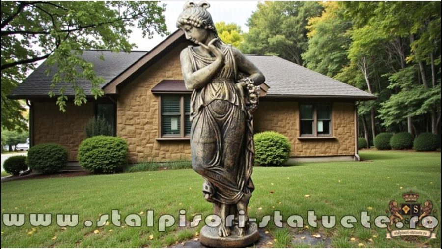 Statuetă domnița cu coroniță, auriu patinat, model S44. (1)