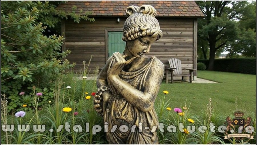 Statuetă domnița cu coroniță, auriu patinat, model S44. (2)