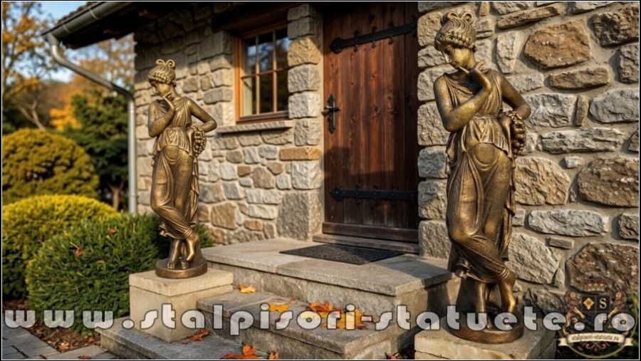 Statuetă domnița cu coroniță, auriu patinat, model S44. (6)