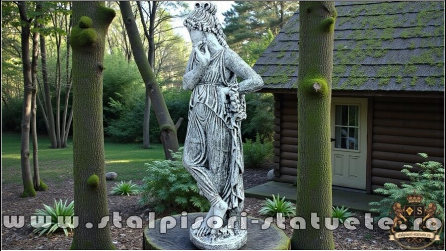 Statuetă domnița cu coroniță, gri patinat, model S44. (3)