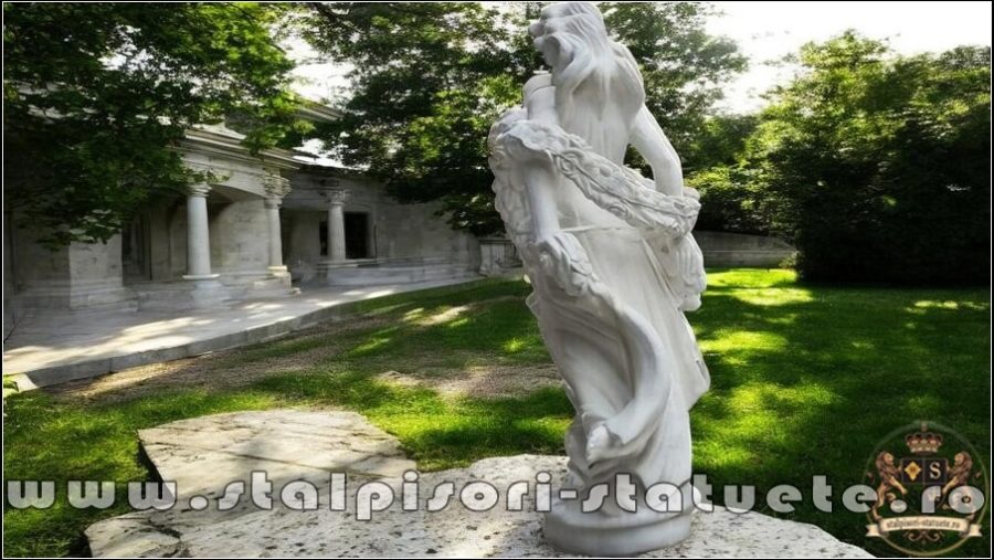 Statuetă domnița cu flori, alb marmorat, model S50. (4)