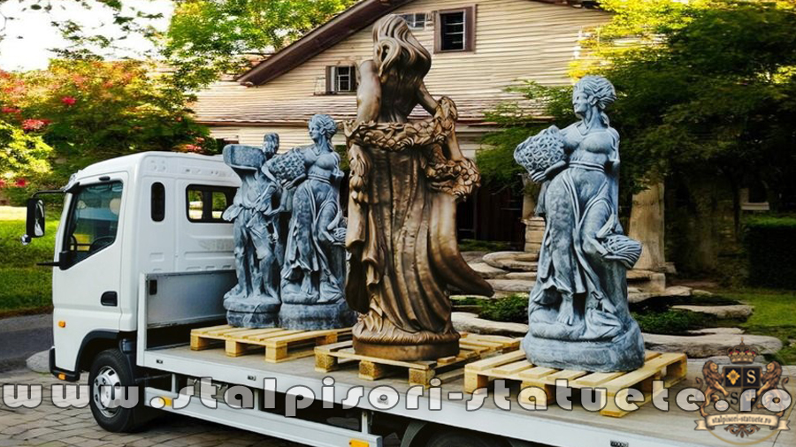 Statuetă domnița cu flori, arămiu marmorat, model S50. (5)