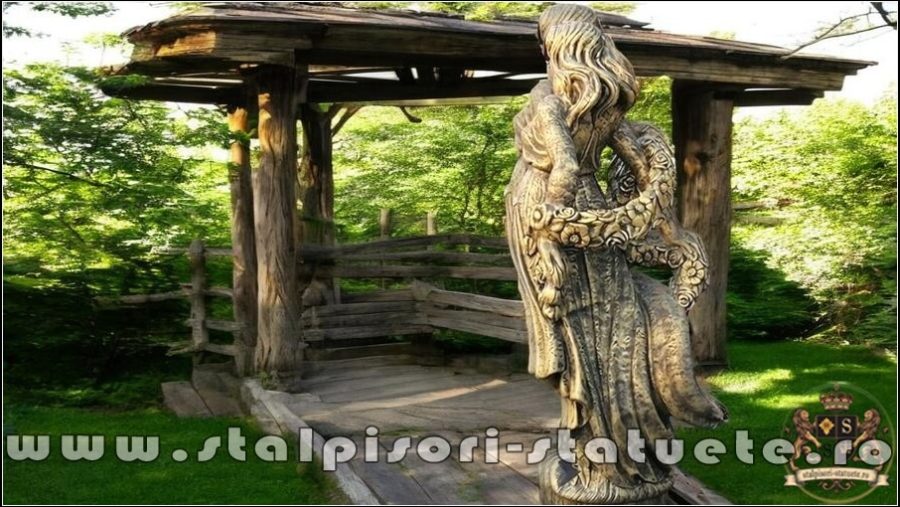 Statuetă domnița cu flori, auriu marmorat, model S50. (4)