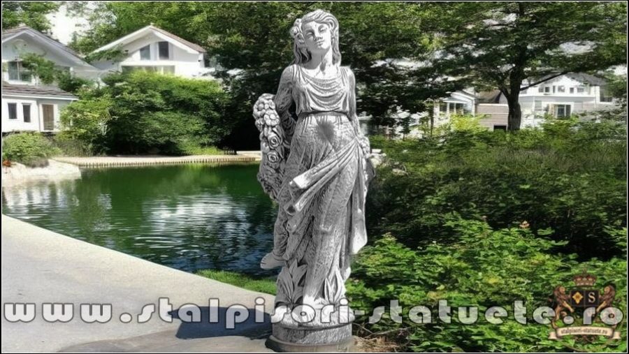 Statuetă domnița cu flori, gri marmorat, model S50. (1)