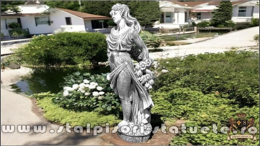 Statuetă domnița cu flori, gri marmorat, model S50. (3)