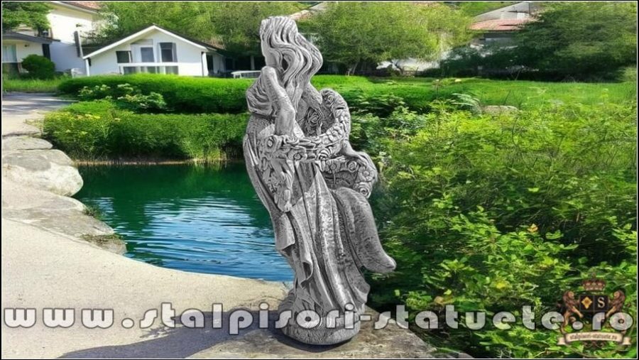 Statuetă domnița cu flori, gri marmorat, model S50. (4)