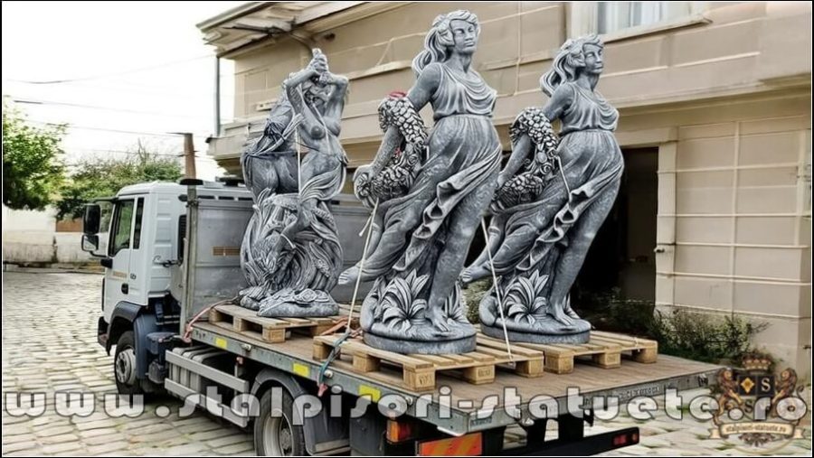 Statuetă domnița cu flori, gri marmorat, model S50. (5)