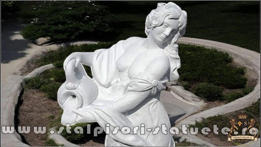 Statuetă domnița cu ulcea, alb marmorat, model S16. (2)