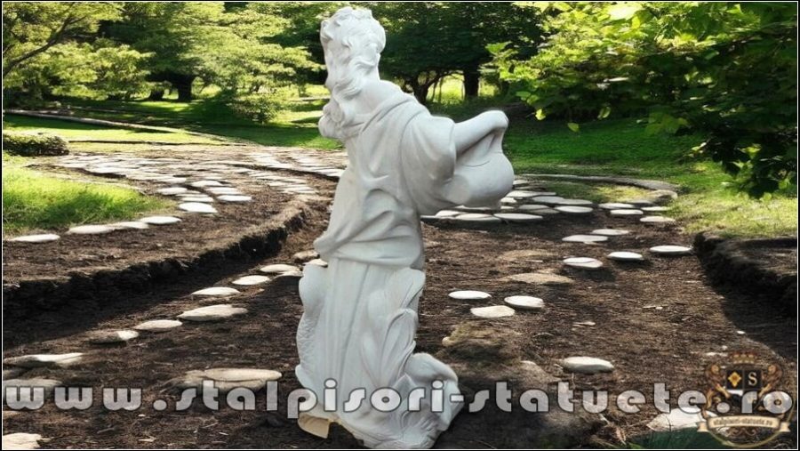 Statuetă domnița cu ulcea, alb marmorat, model S16. (3)