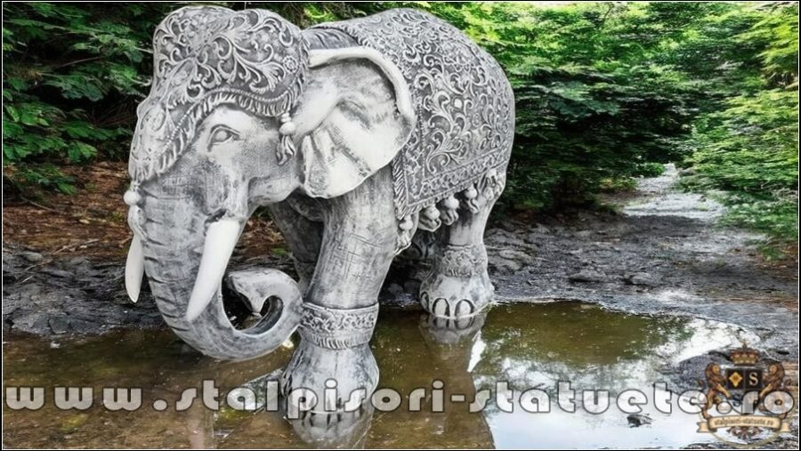 Statuetă elefant mare, gri patinat, model S54. (2)