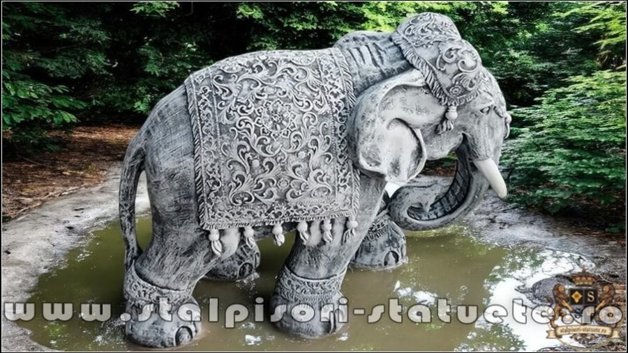 Statuetă elefant mare, gri patinat, model S54. (3)