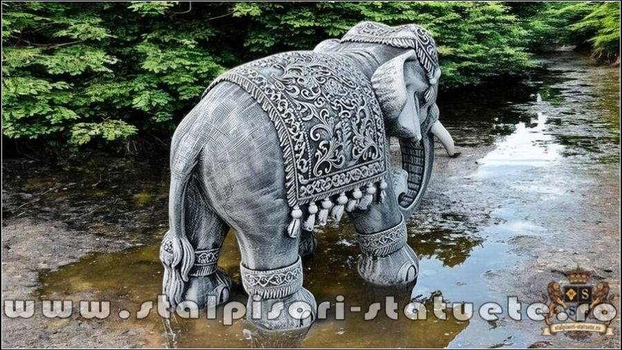 Statuetă elefant mare, gri patinat, model S54. (4)