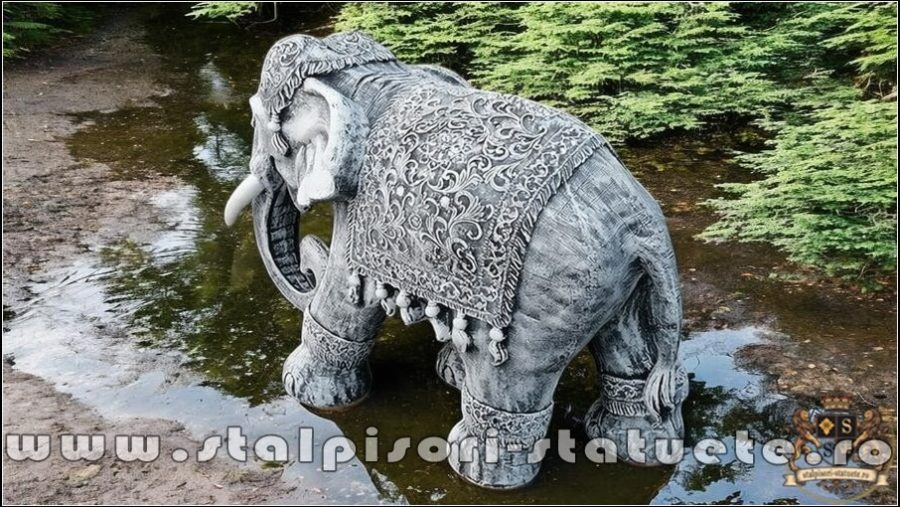Statuetă elefant mare, gri patinat, model S54. (5)