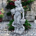 Statuetă fata cu coșulețe, gri patinat, model S23.