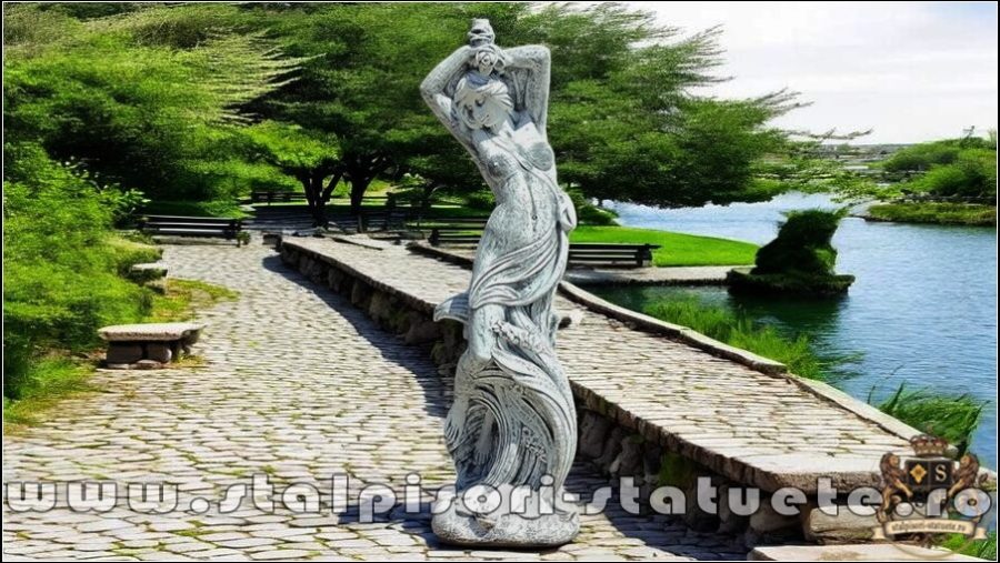 Statuetă fata erotică, gri patinat, model S26. (1)