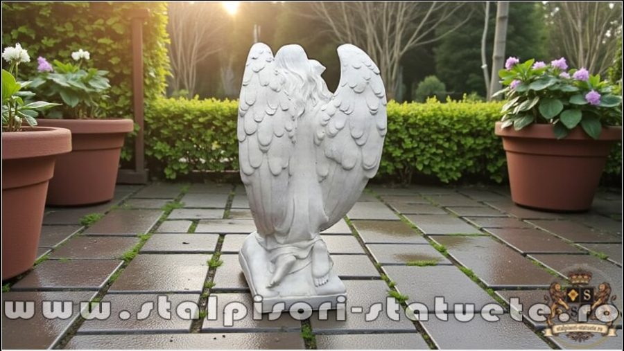 Statuetă îngeraș, alb marmorat, model S59. (5)