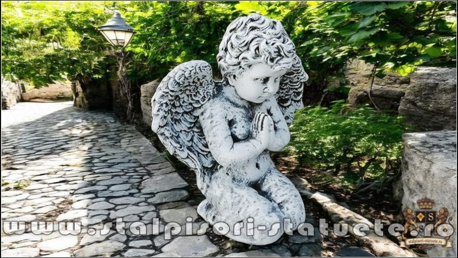 Statuetă îngeraș, gri antichizat, model S4. (2)