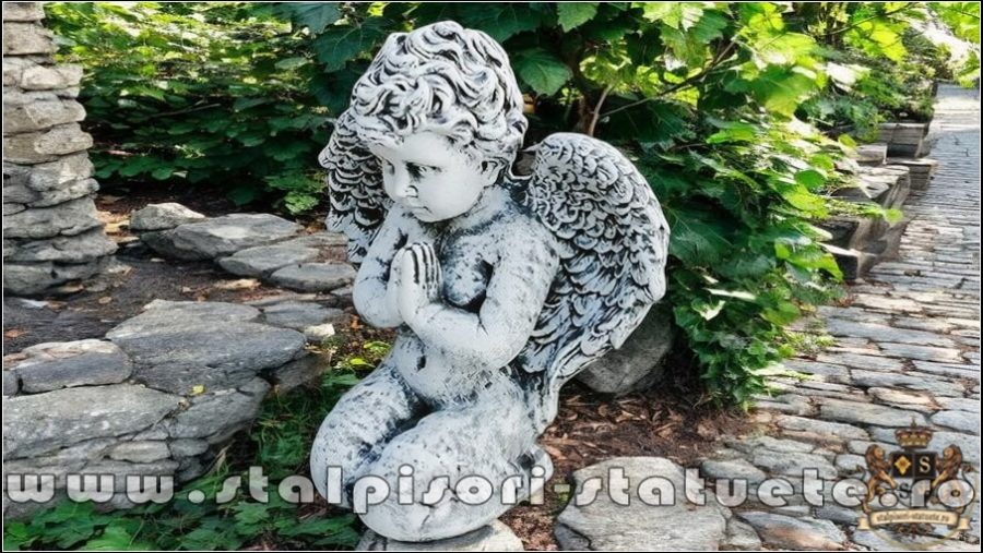 Statuetă îngeraș, gri antichizat, model S4. (3)