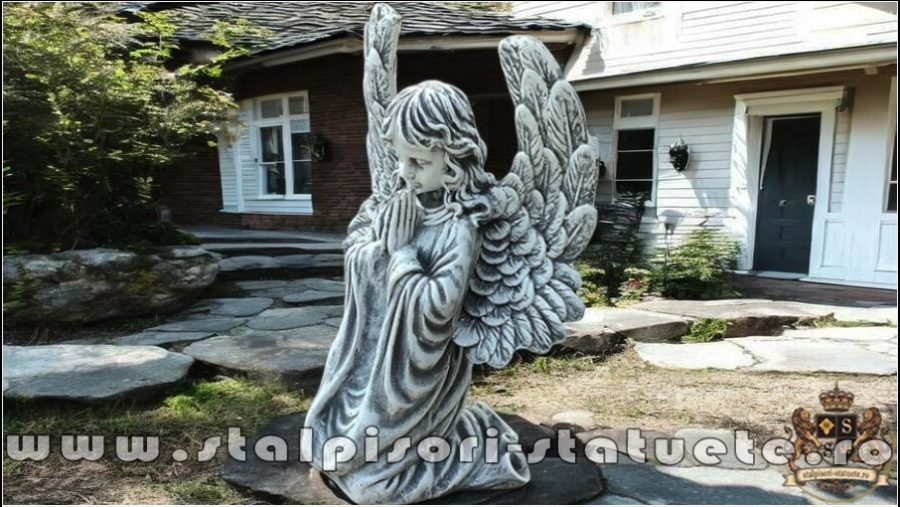 Statuetă îngeraș în rugăciune, gri patinat, model S40. (3)