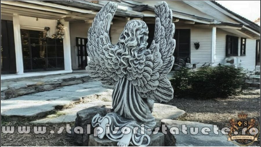 Statuetă îngeraș în rugăciune, gri patinat, model S40. (4)