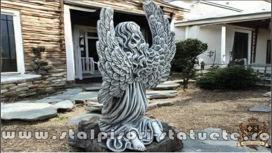 Statuetă îngeraș în rugăciune, gri patinat, model S40. (5)