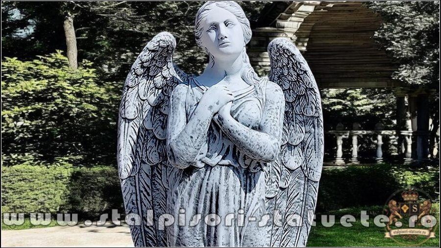 Statuetă îngeraș mare, gri patinat, model S20. (1)
