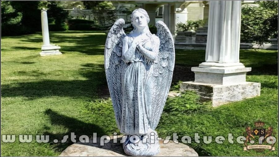 Statuetă îngeraș mare, gri patinat, model S20. (2)