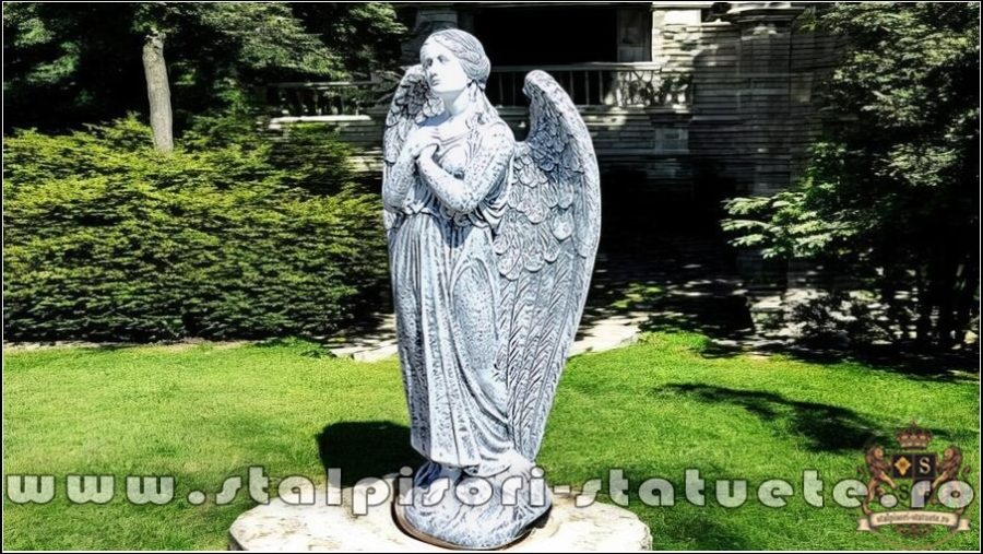 Statuetă îngeraș mare, gri patinat, model S20. (4)