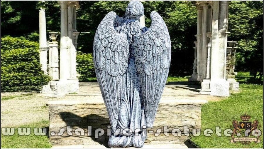 Statuetă îngeraș mare, gri patinat, model S20. (5)