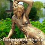 Statuetă jardinieră flori, arămiu patinat, model J12.