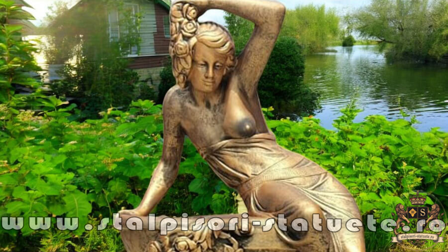 Statuetă jardinieră flori, arămiu patinat, model J12. (1)