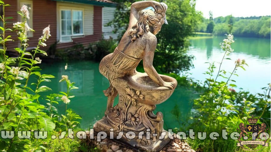 Statuetă jardinieră flori, arămiu patinat, model J12. (3)