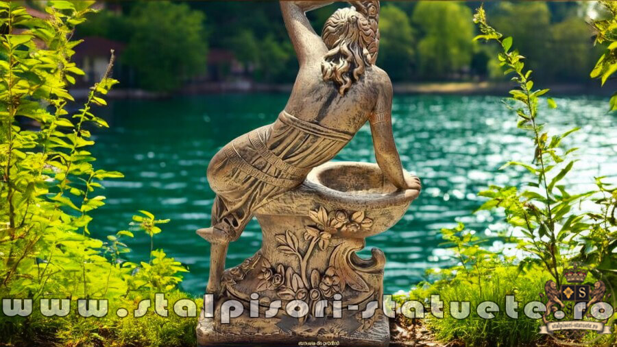 Statuetă jardinieră flori, arămiu patinat, model J12. (4)