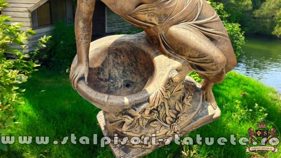 Statuetă jardinieră flori, arămiu patinat, model J12. (5)
