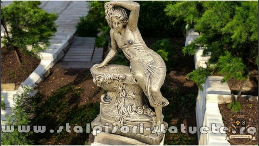 Statuetă jardinieră flori, auriu patinat, model J12. (2)