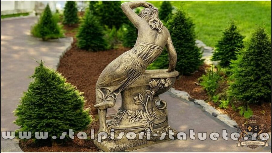 Statuetă jardinieră flori, auriu patinat, model J12. (5)