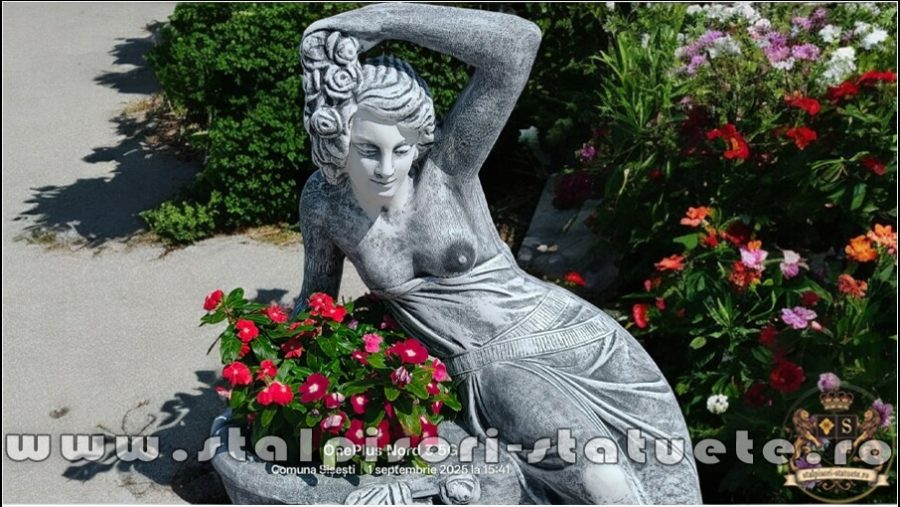 Statuetă jardinieră flori, gri patinat, model J12. (1)