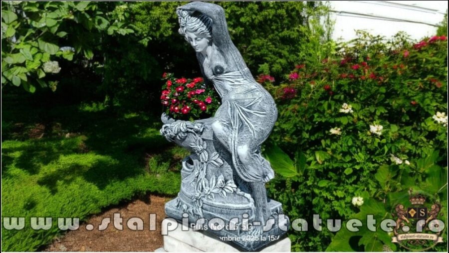 Statuetă jardinieră flori, gri patinat, model J12. (4)