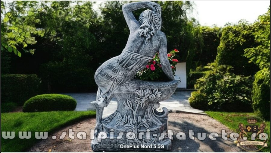 Statuetă jardinieră flori, gri patinat, model J12. (5)