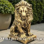 Statuetă leu în șezut, auriu patinat, model S46.