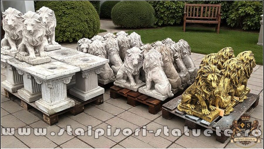 Statuetă leu în șezut, auriu patinat, model S46. (5)