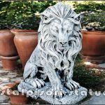 Statuetă leu în șezut, gri patinat, model S46.