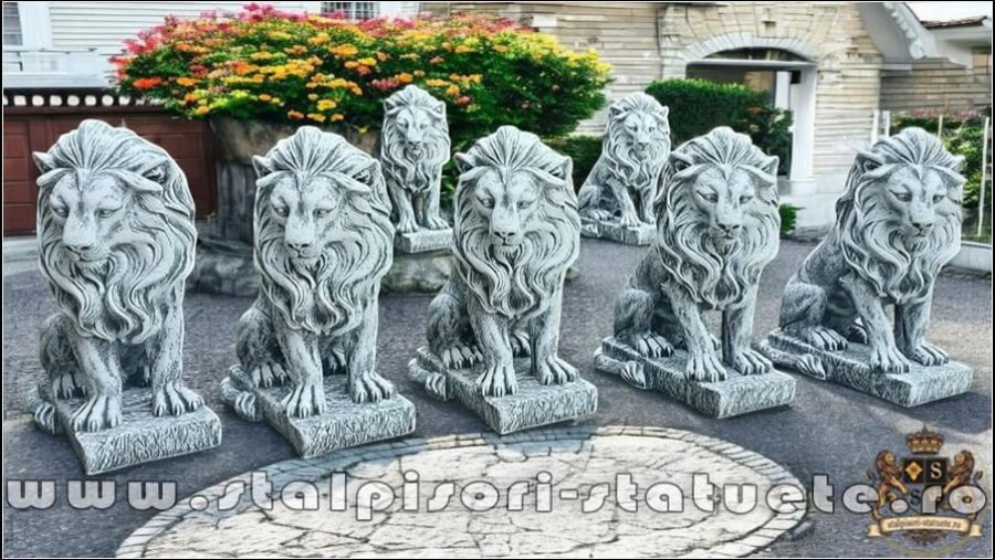 Statuetă leu în șezut, gri patinat, model S46. (3)